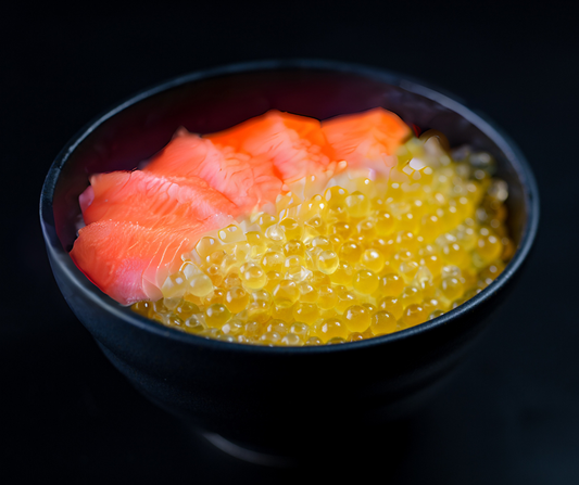 【予約販売商品・お試しセット】「日向夏サーモン」お刺身用スライスと「つきみいくら」のセット